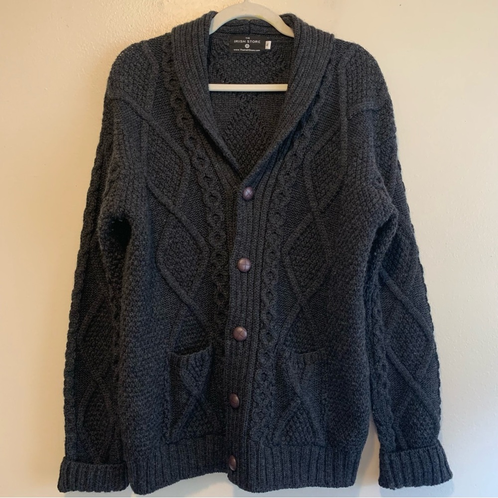 Cozy Cable-Knit Button Cardigan Sweater - Charcoal